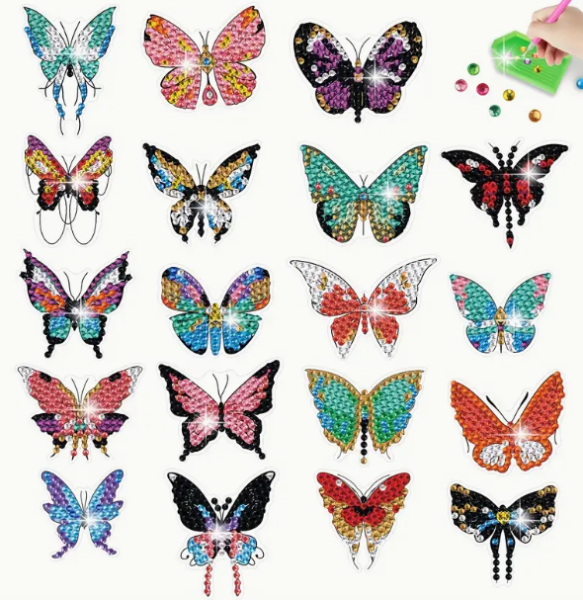 Diamond Painting 19-teiliges-Sticker-Schmetterlinge